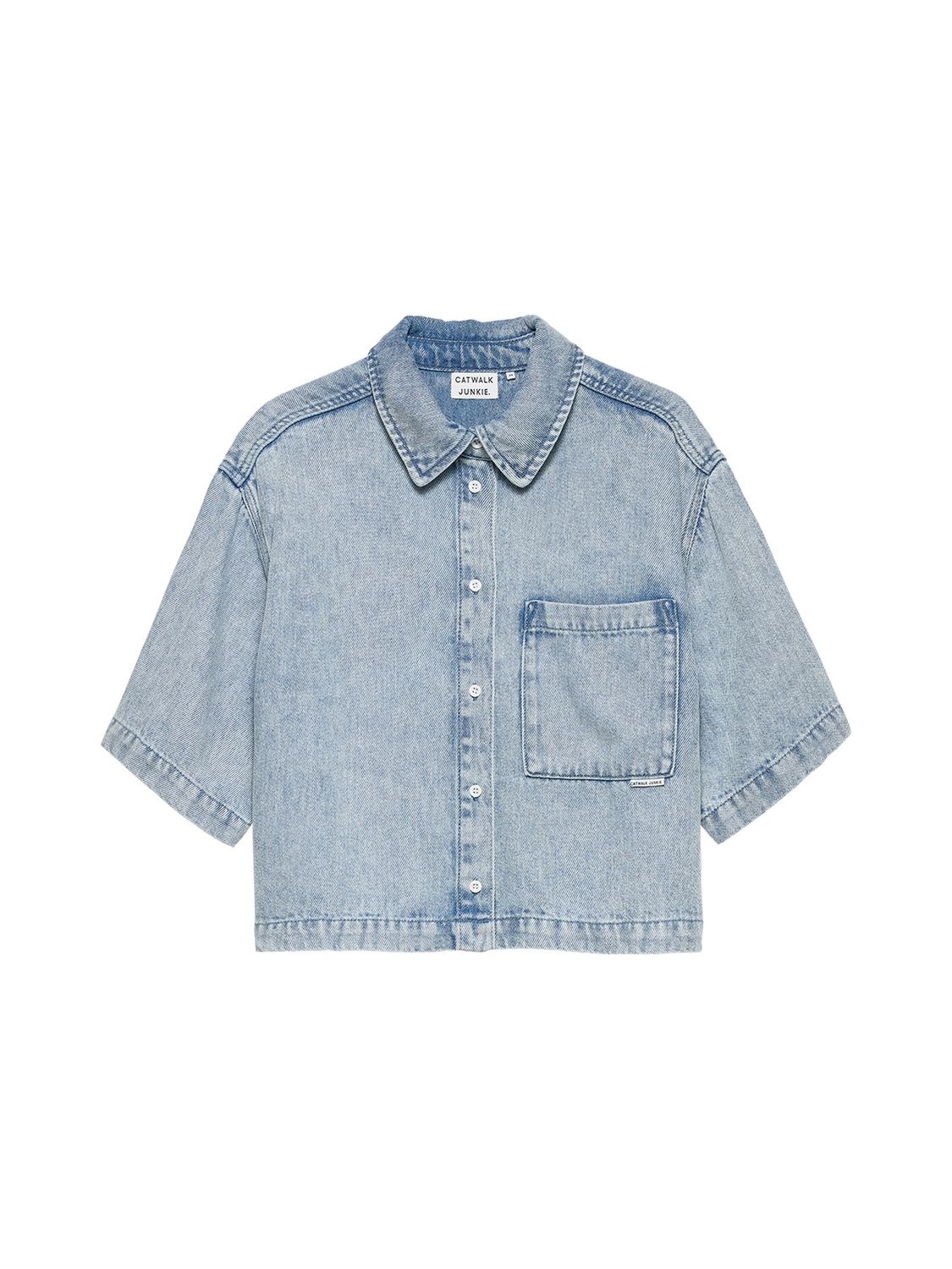Short sleeve denim blouse