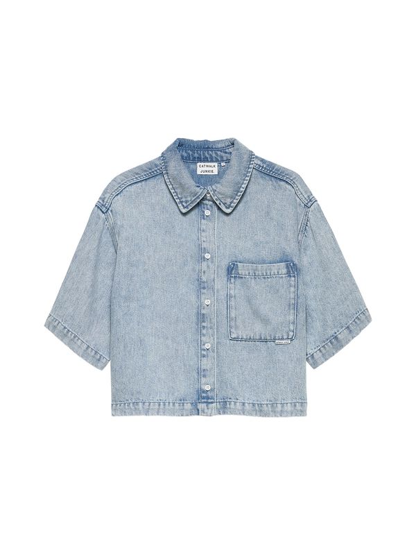 Short sleeve denim blouse