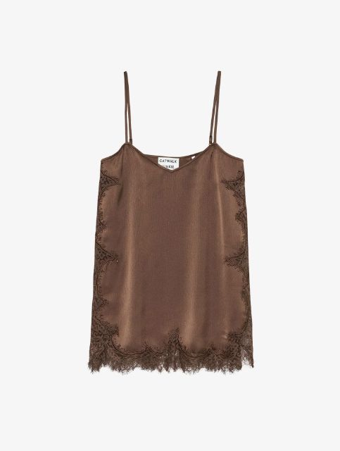 Lace spagetthi top, Colour: Rocky Road, Size: 34