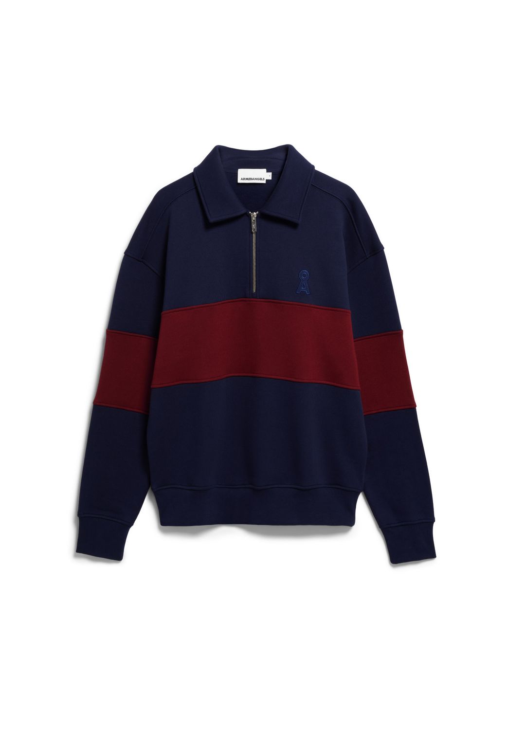 Striped Troyer Sweatshirt, Colour: tinted navy-velvet red, Size: S