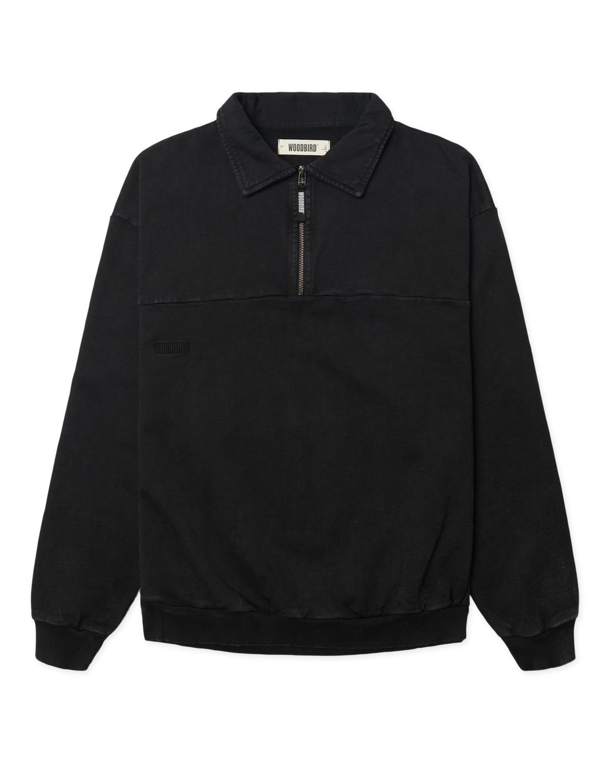 Loke Washed Zip Polo, Color: Black, Maat: S