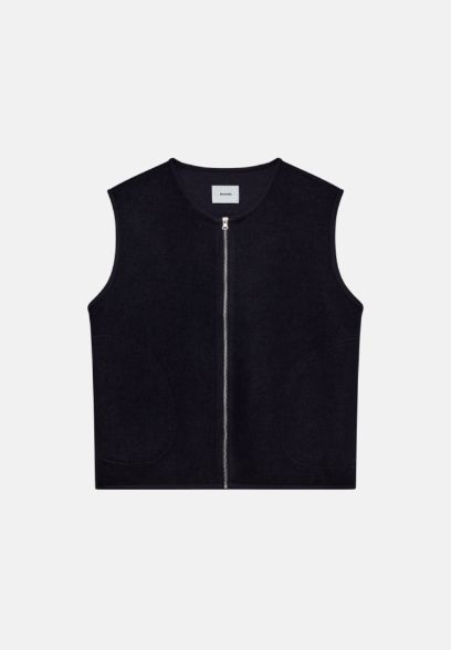 Kian Boiled Wool Vest, Colour: navy, Maat: M