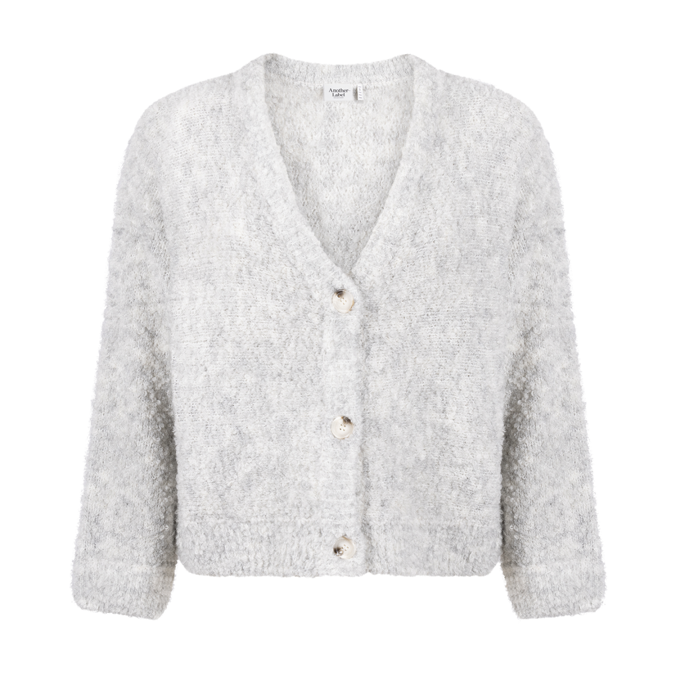 Juline knitted cardigan l/s, Color: light grey melee, Maat: XS