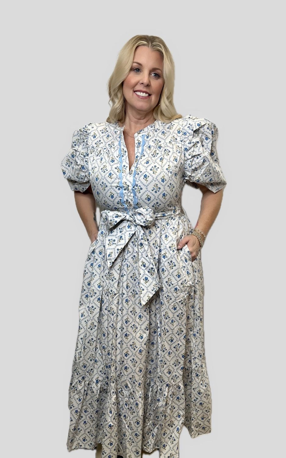 Floral Puff Sleeve Maxi Dress