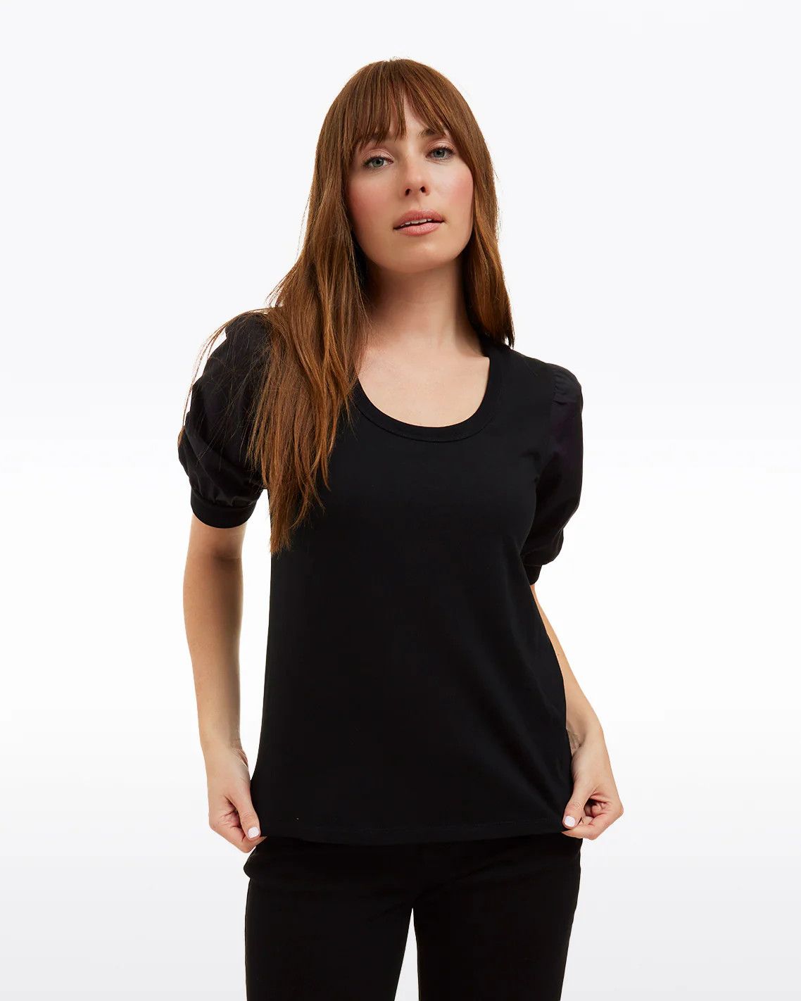 Short Sleeve Mixed Media Top
