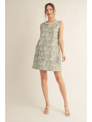 Pearl Trim Floral Dress