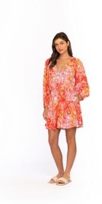 V Neck 3/4 Sleeve Mini Dress