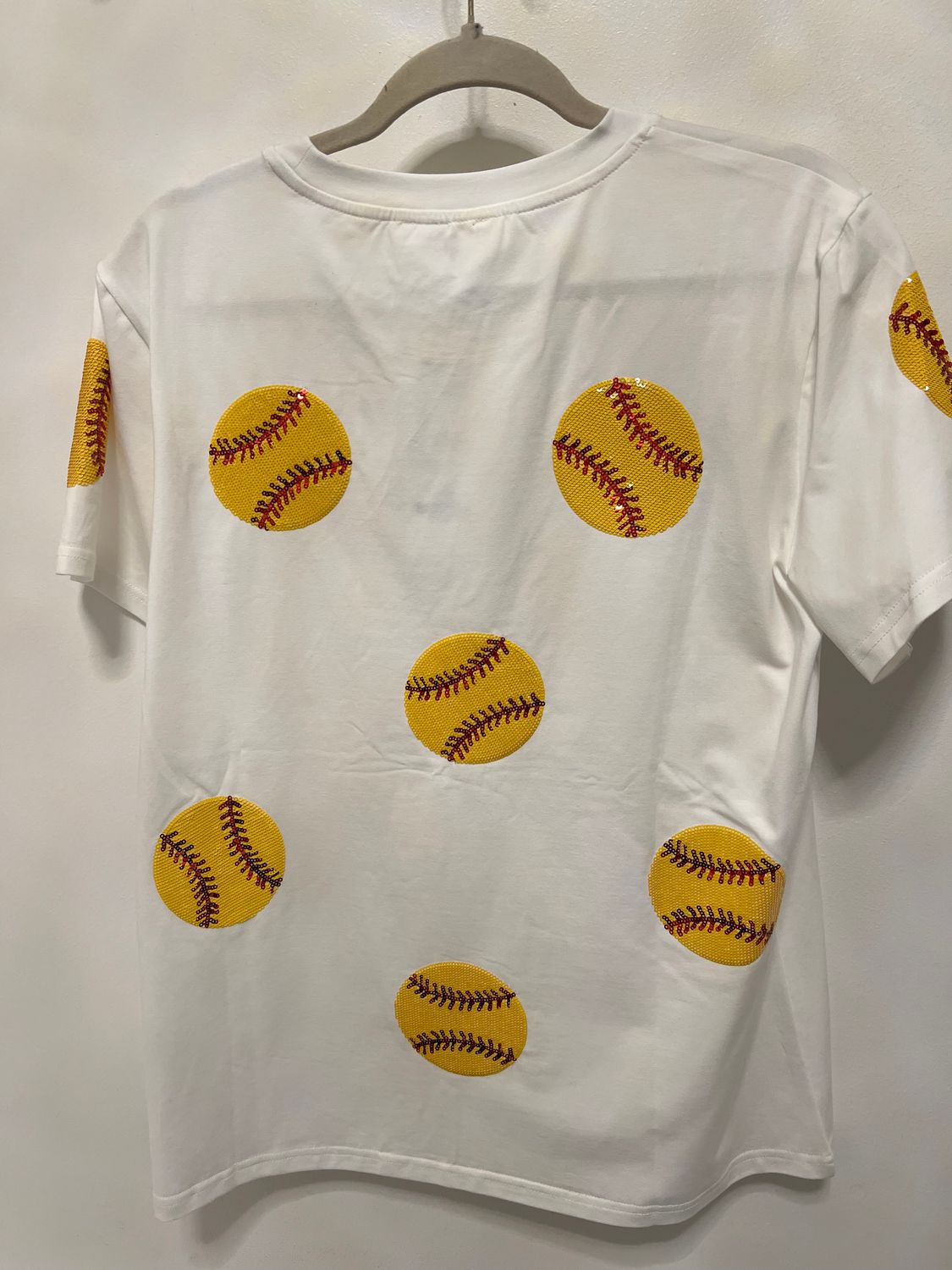 Softball Sequin Top, Color: White, Size: L