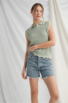 Scallop Hem Sweater Top