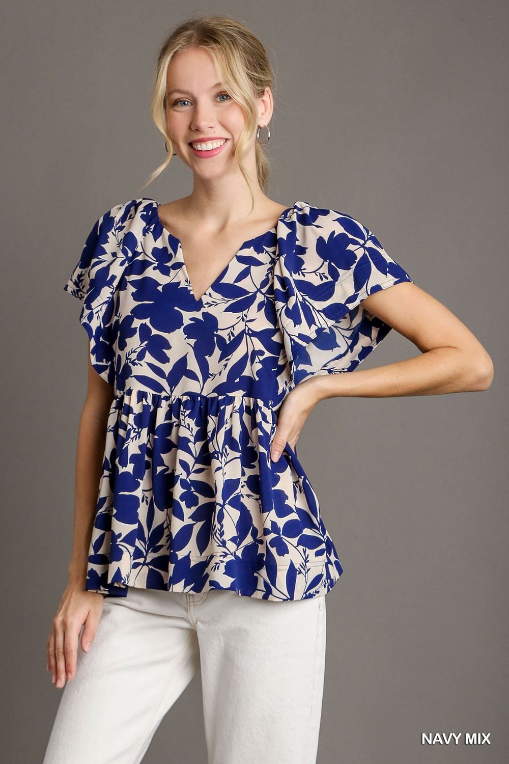 Baby Doll Split Neck Top