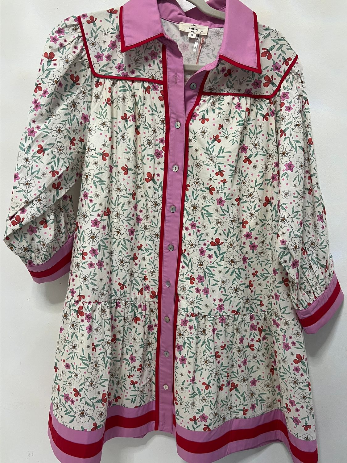 Collared Button Front Floral Mini