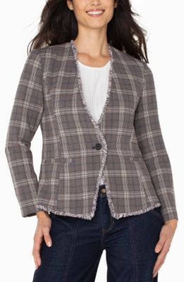 Collarless Plaid Blazer