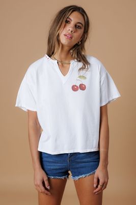 Cherries Split Neck Tee