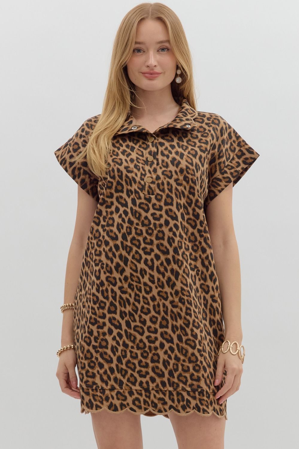 Leopard Print Scallop Hem Mini
