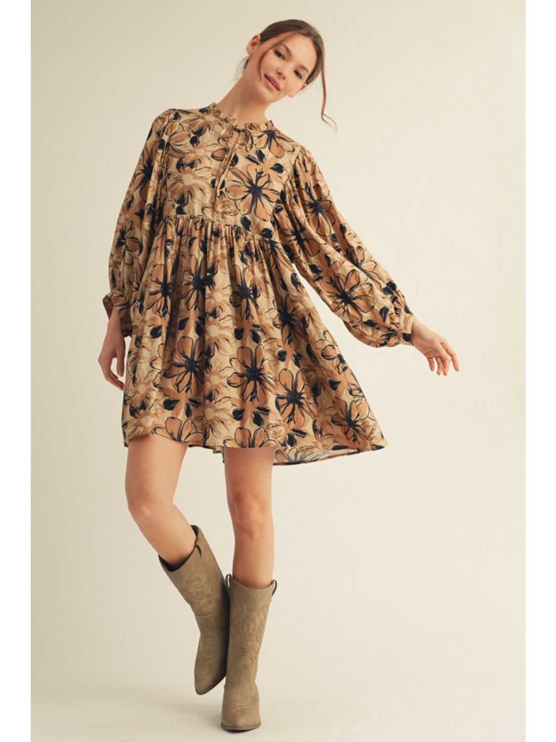 Taupe Floral Mini