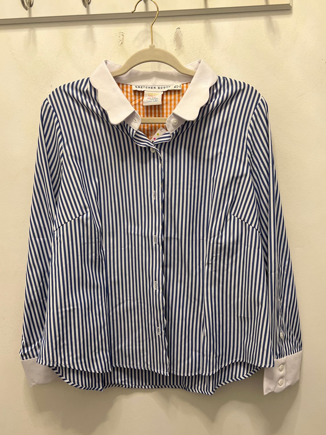 Pique Pinstripe Top, Color: Nav Wh, Size: XL