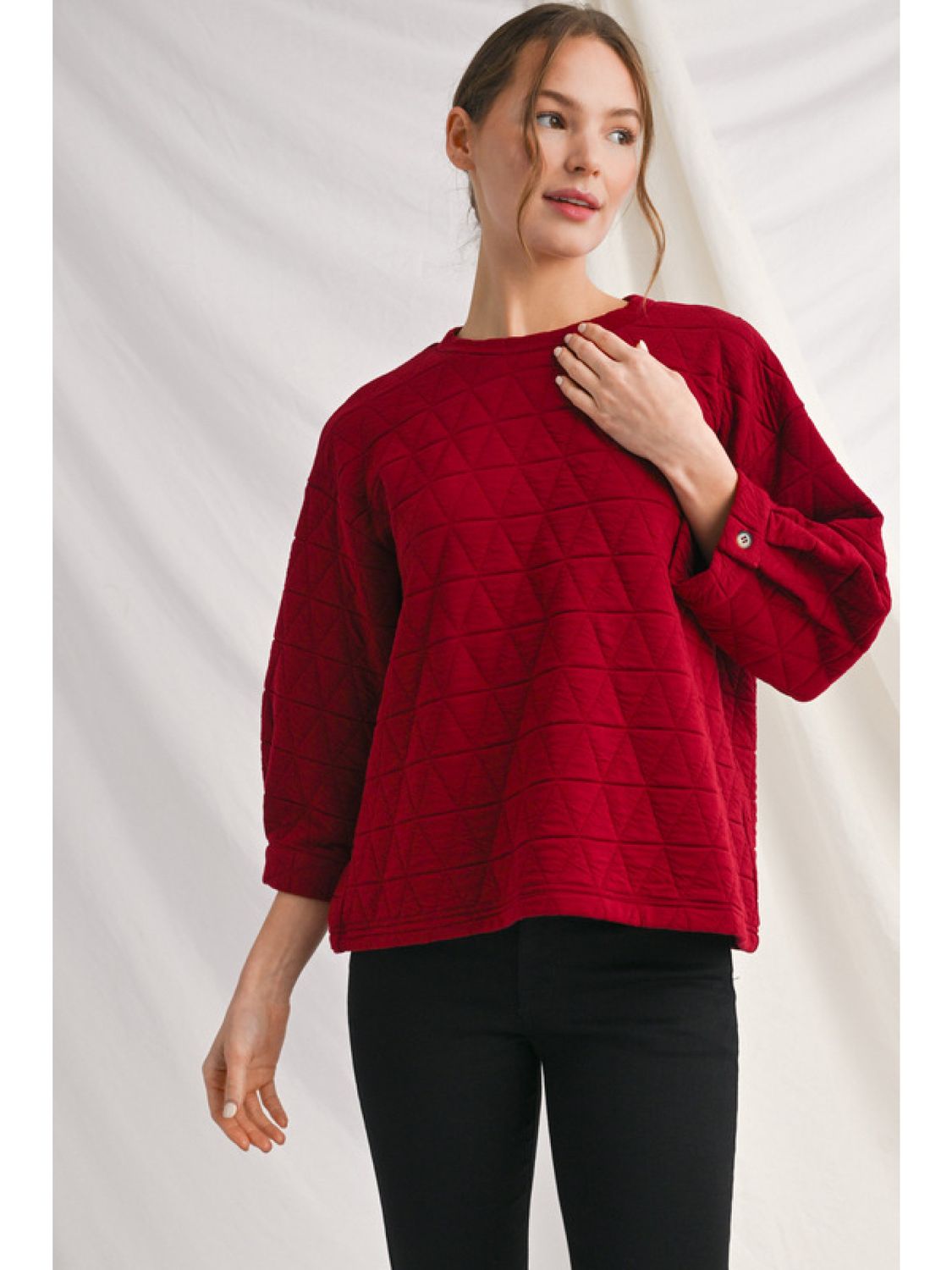 3/4 Slv Textured Top