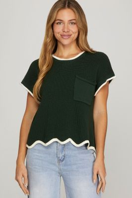 S/S Scallop Hem Knit
