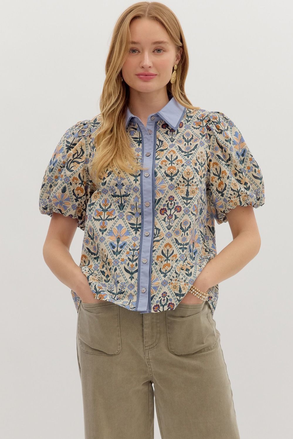 Floral Print Diamond Top
