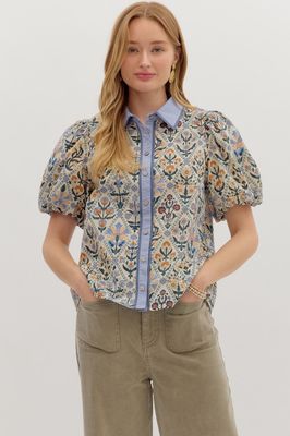 Floral Print Diamond Top