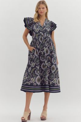 Multi Print Midi Dress