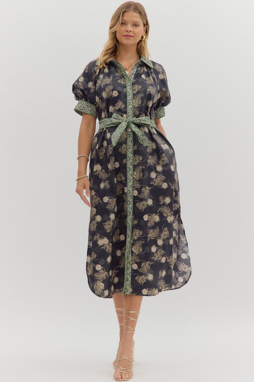 Floral Midi Contrast Belt