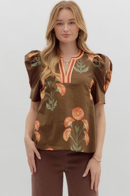 Puff S/S V Neck Top