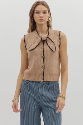 Sleeveless Button Front Sweater