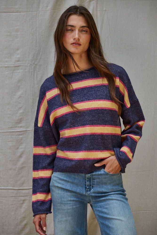 Striped Rolled Neck Sweater