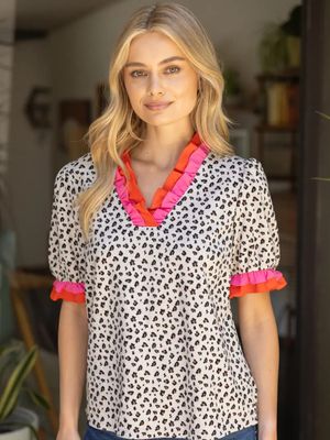 Double Contrast Ruffle Top