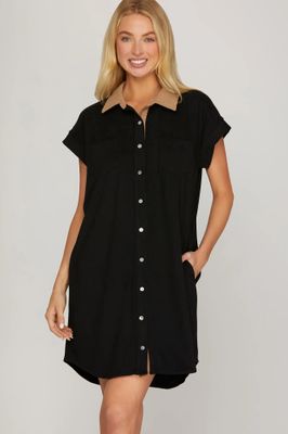 S/S Contrast Collar Mini