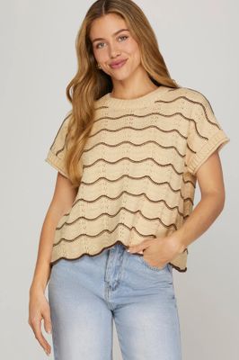 Scallop Striped Sweater