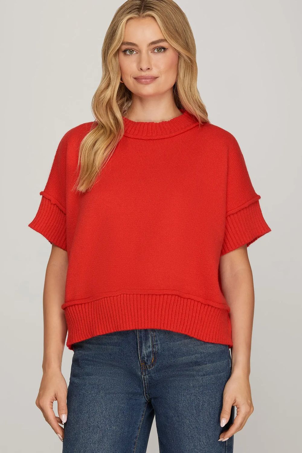Drop Sleeve Crew Neck Sweater
