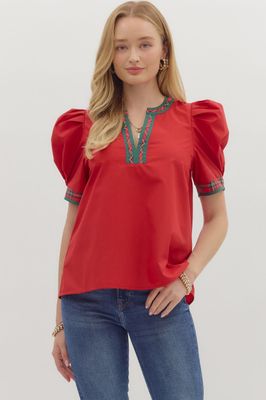 Solid Top Plaid Trim
