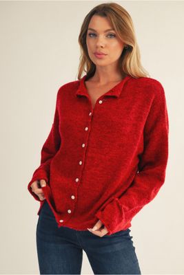 Rolled Neck Cardigan