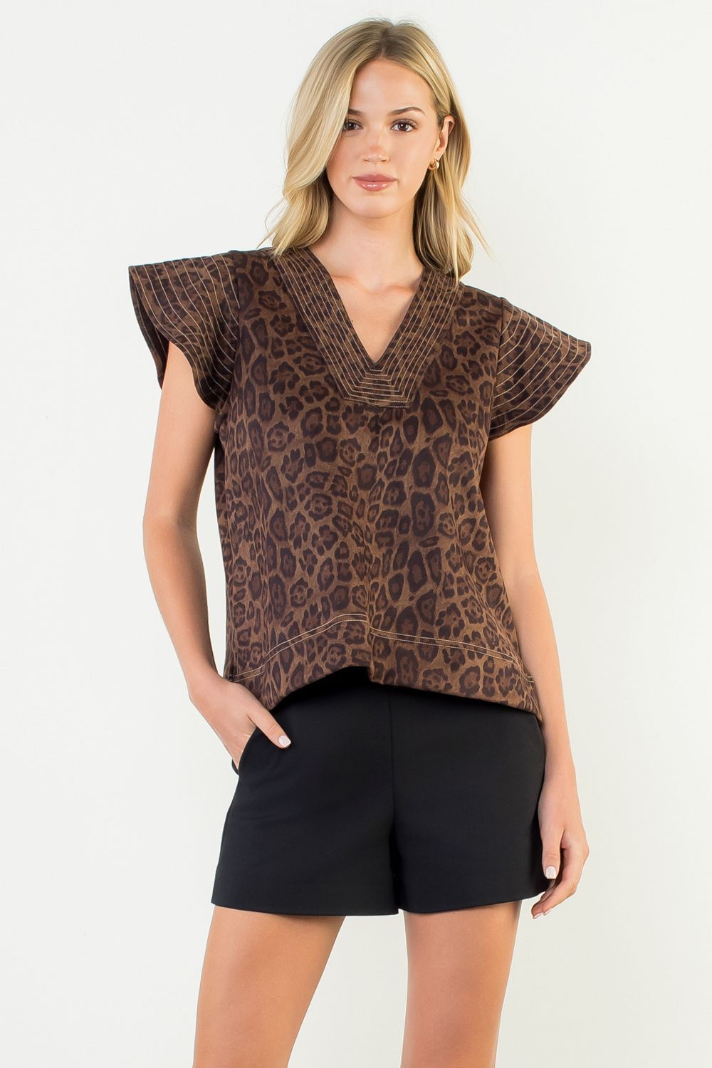 Flutter Sleeve Leopard Top