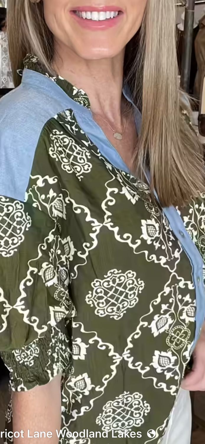 S/S Button Up Mixed Pattern