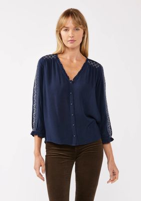 3/4 Sleeve Button Front Top