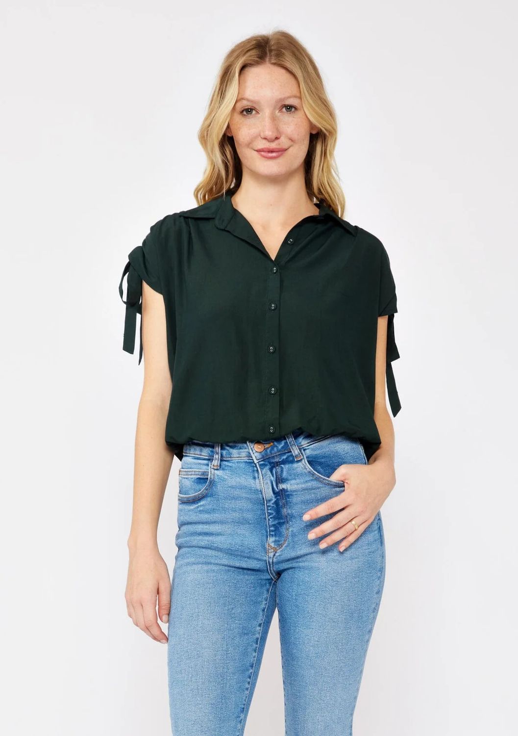 Button Down Crop Blouse