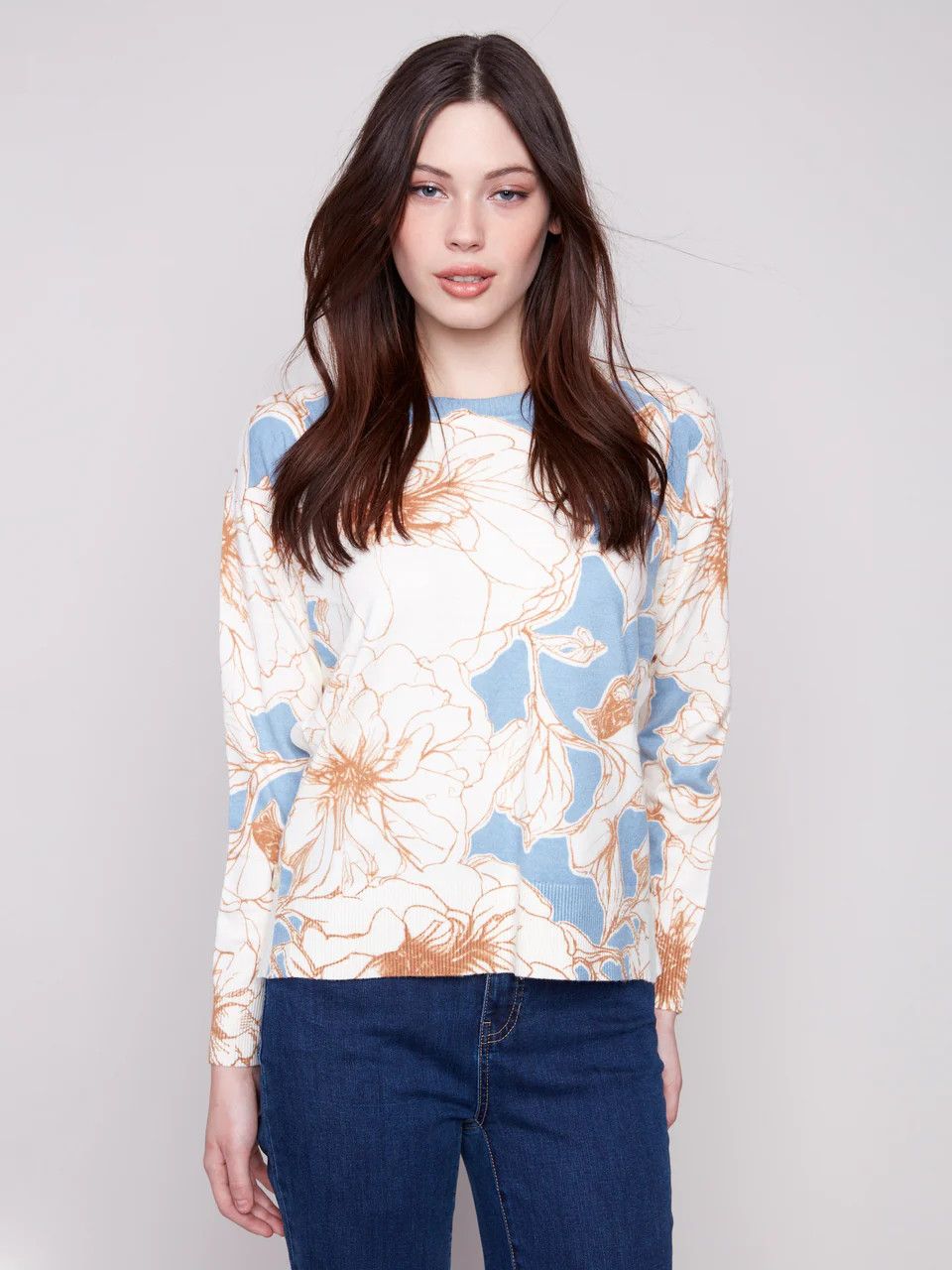 Printed Sweater Side Buttons