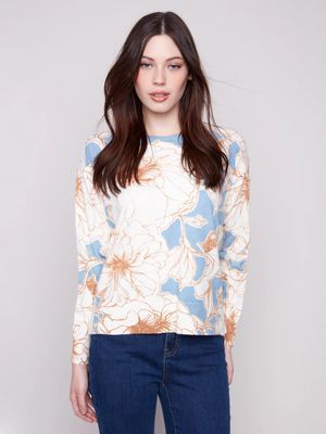 Printed Sweater Side Buttons