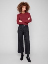 Cropped Patch Pocket Flare Pants