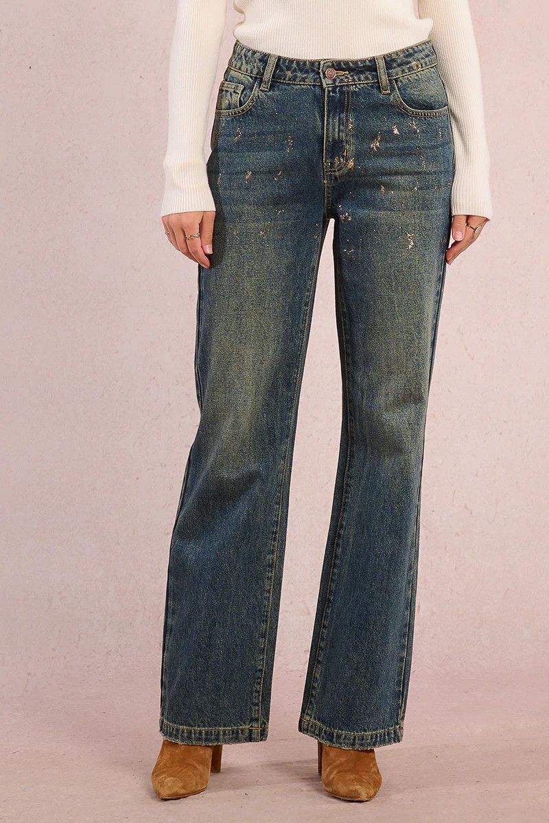 Straight Wide Leg w/ Gold