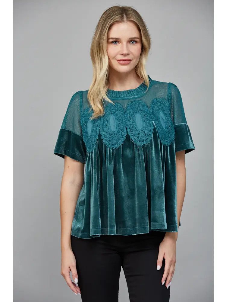 Lace Velvet Baby Doll Top