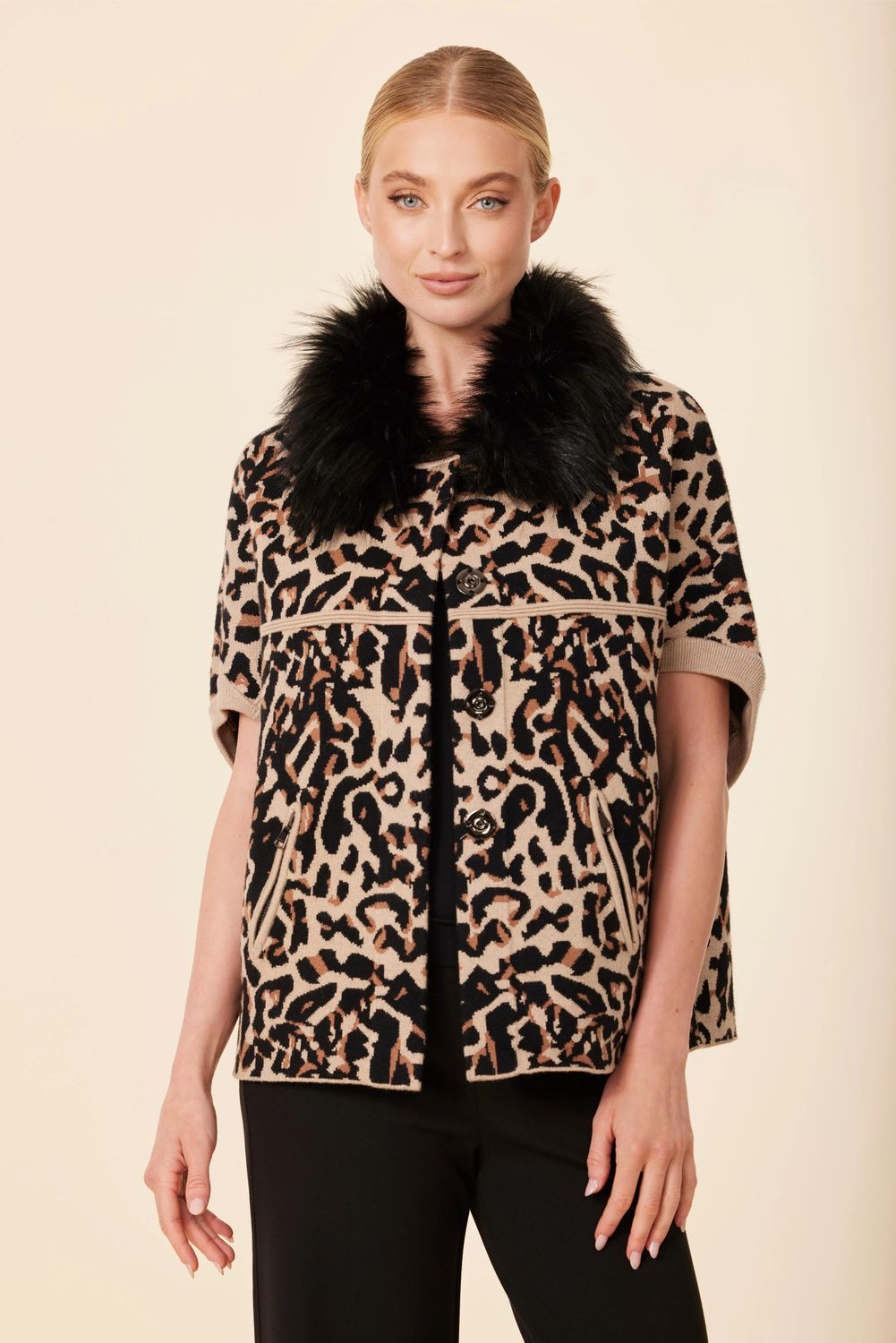 Faux Fur Trim Cardigan