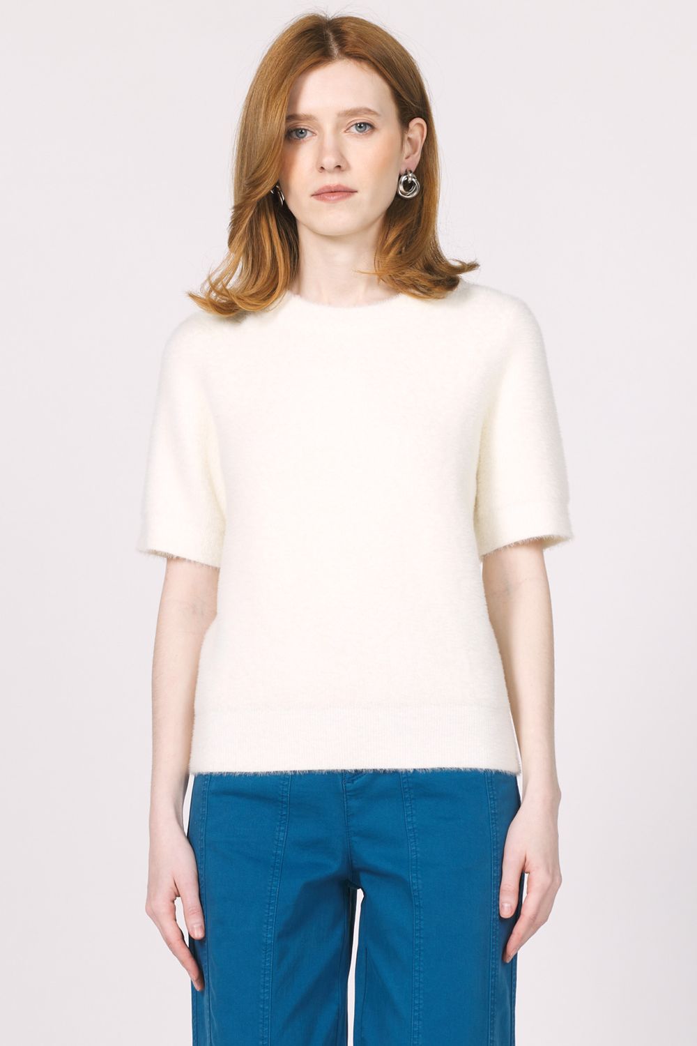Susie S/S Sweater, Color: Cream, Size: XL