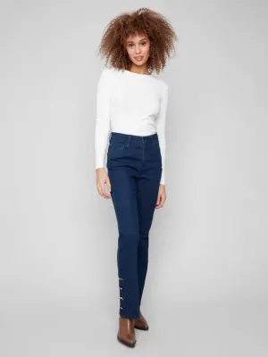 Bootcut  Buttons at Hem Slit