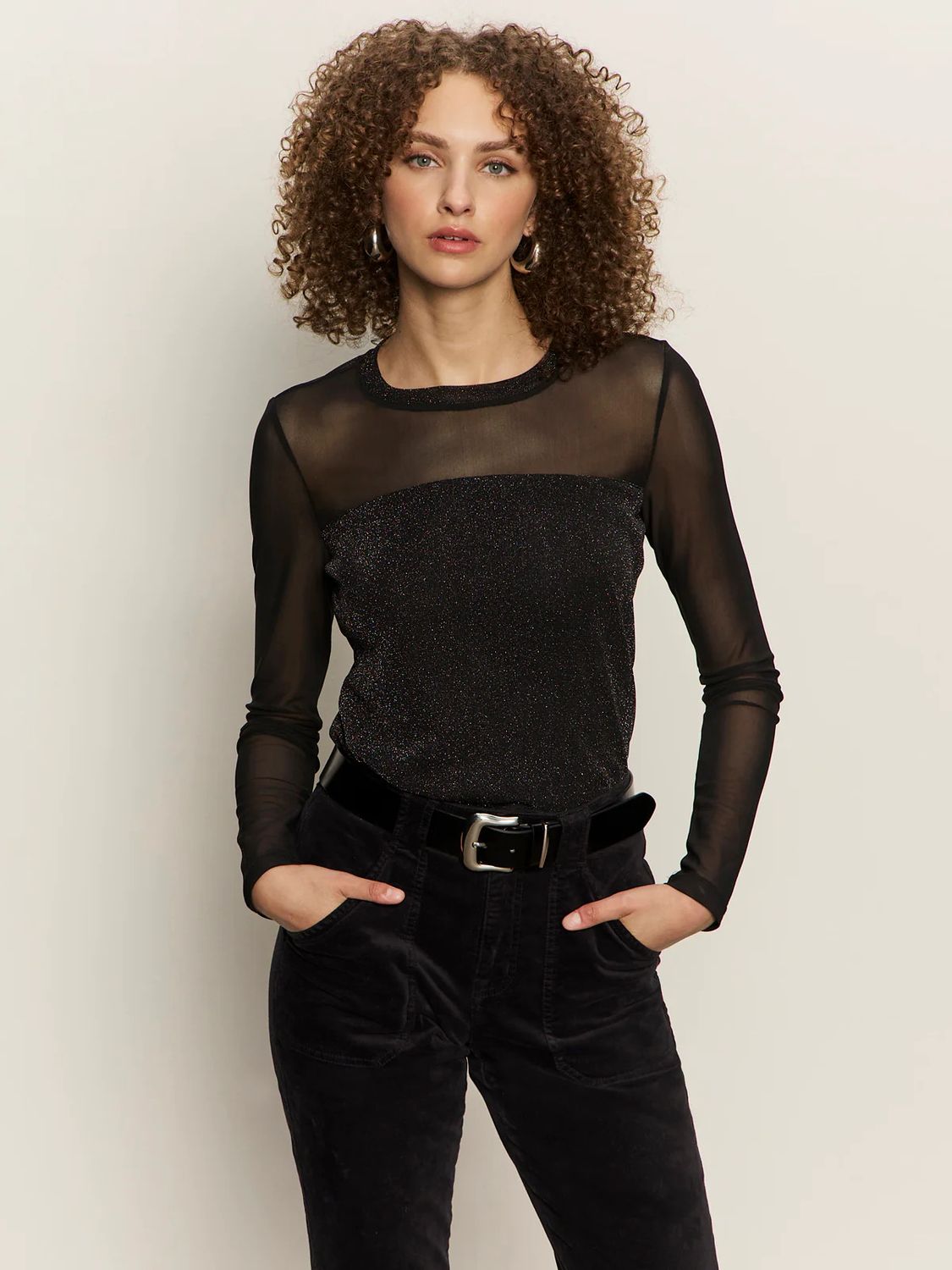 Sparkle Mesh Crew Tee