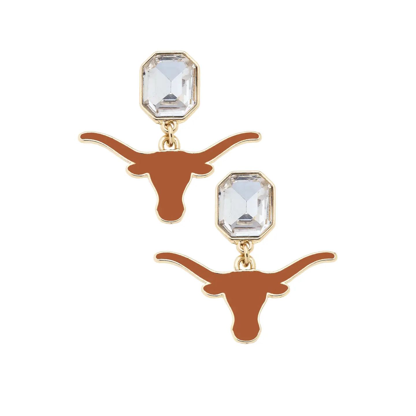 Rhinestone Logo Earrings, Color: Longhorn
