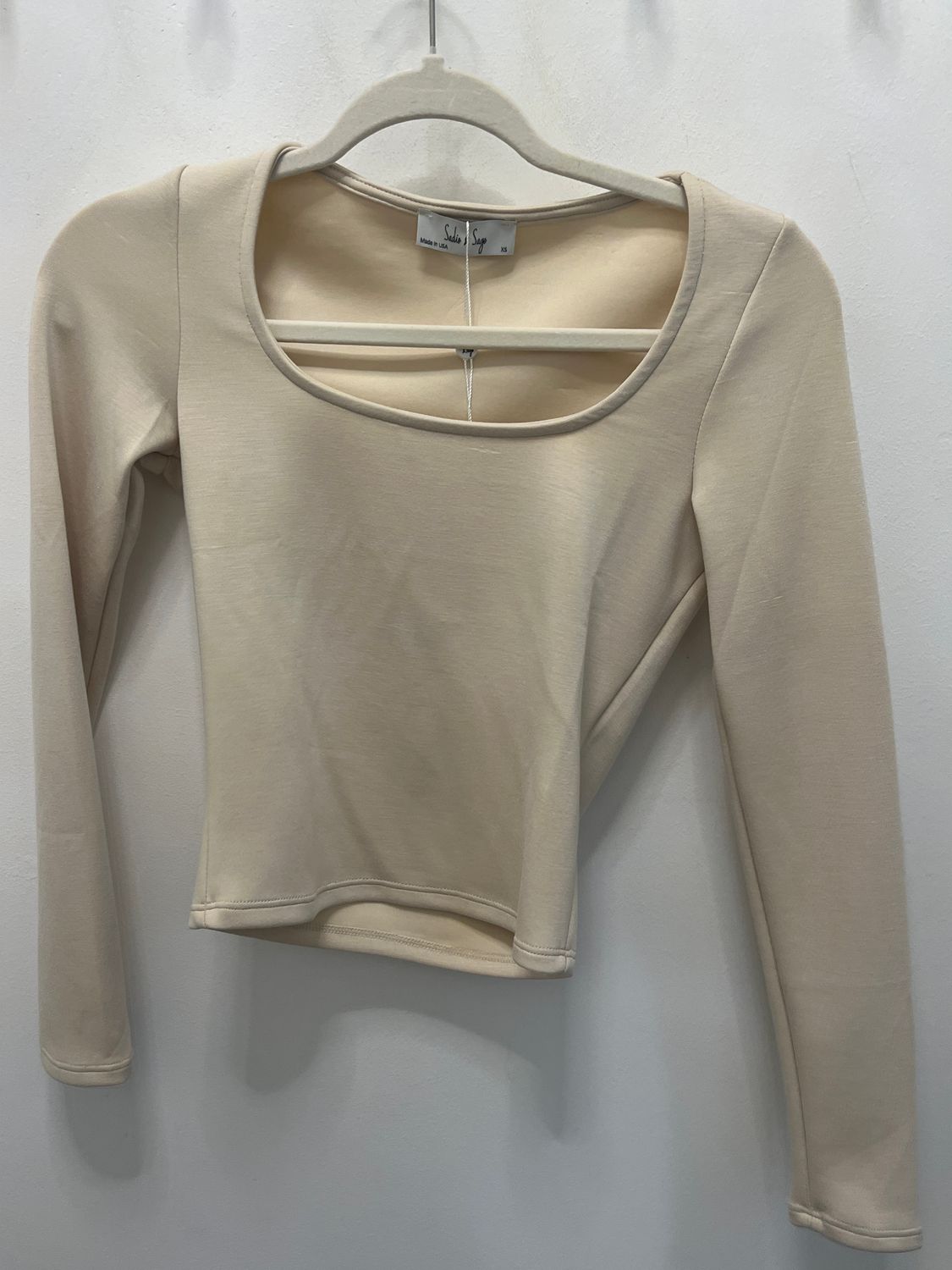 Hustle High Square Neck Top, Color: Cream, Size: L